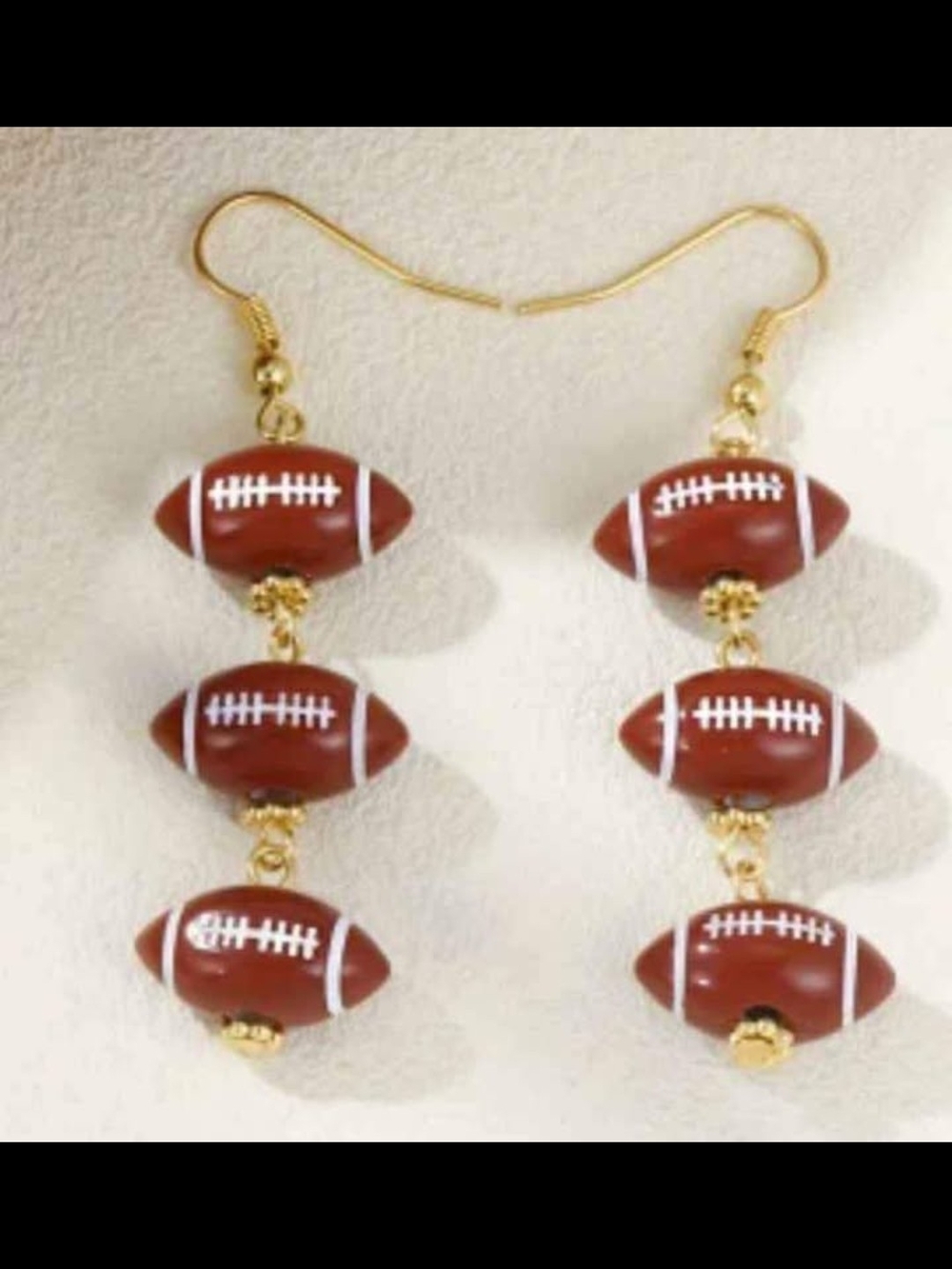 Gold-Tone Brown Football Drop Earrings - Women Jewelry